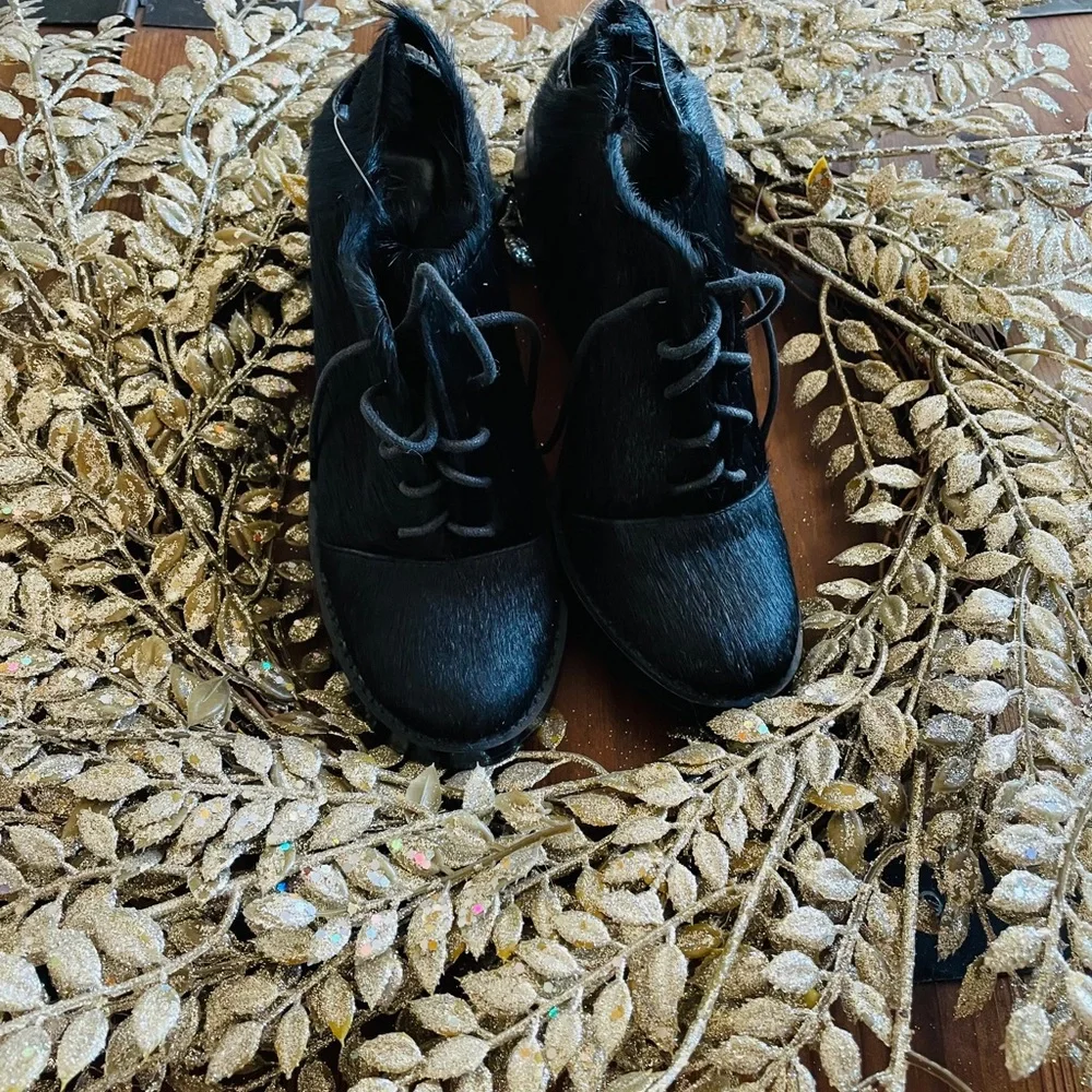 Alexander Wang Black Calf hair Wedge Oxfords - Picture 2 of 11